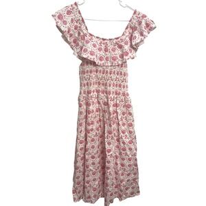 Hill House Home The Nap Dress Pink Mermaid Shell Cherry Print Smocked Midi L